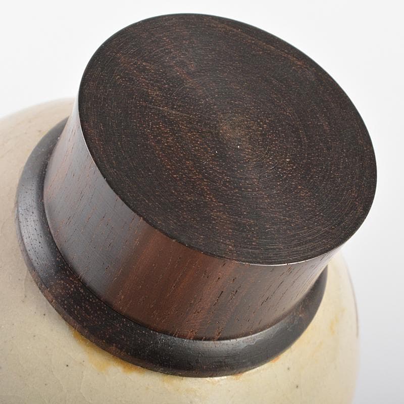 茶道具　萬古焼　山本太仙作　飛鶴盛絵　茶心壷　茶入　共箱　V　R6626