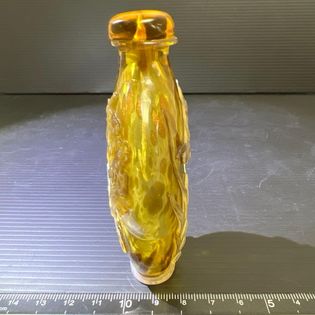 中国古玩　金魚彫鼻煙壷　高さ9.7㎝　東Y7-0924③タニト