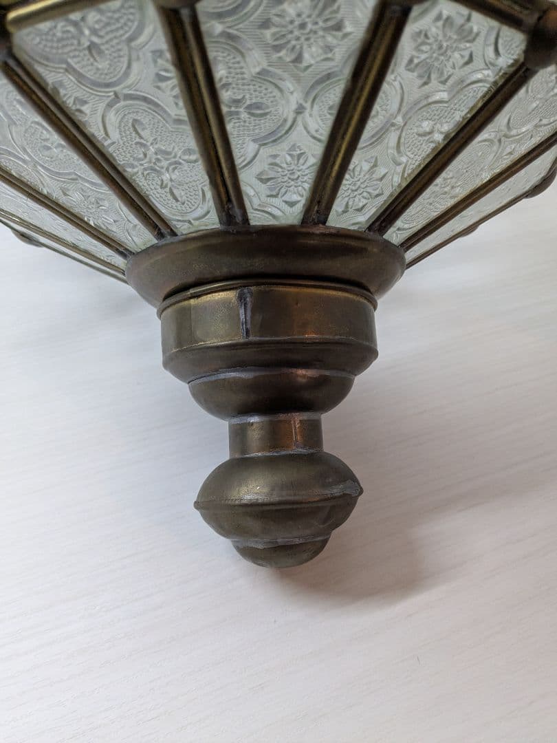 コ*ン様 アンティーク真鍮 レトロガラスペンダントライト