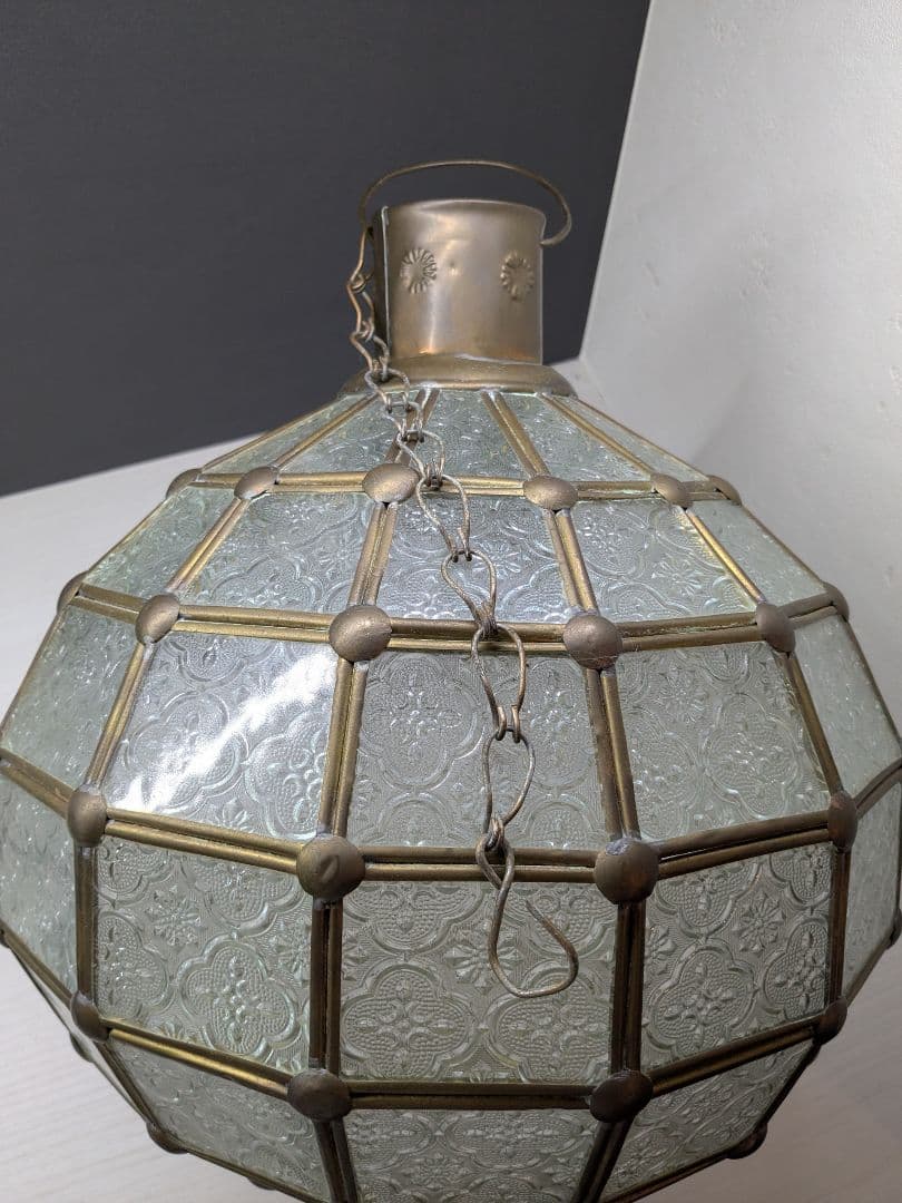 コ*ン様 アンティーク真鍮 レトロガラスペンダントライト