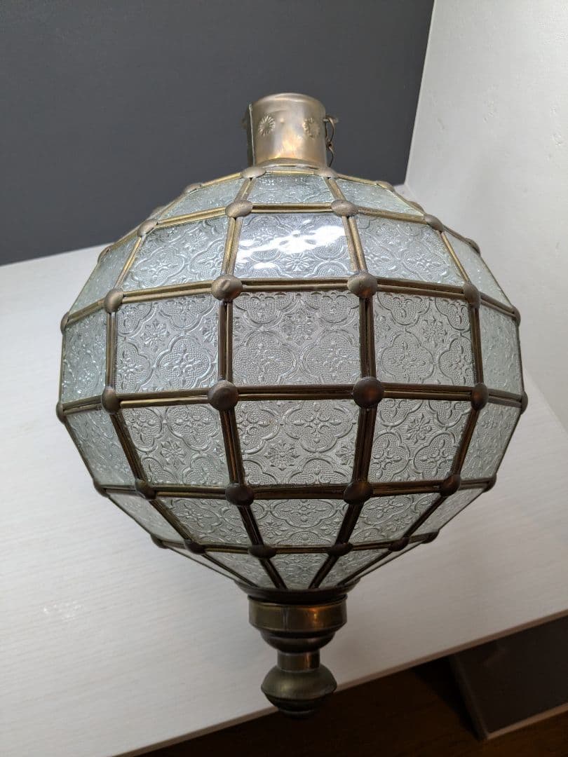 コ*ン様 アンティーク真鍮 レトロガラスペンダントライト