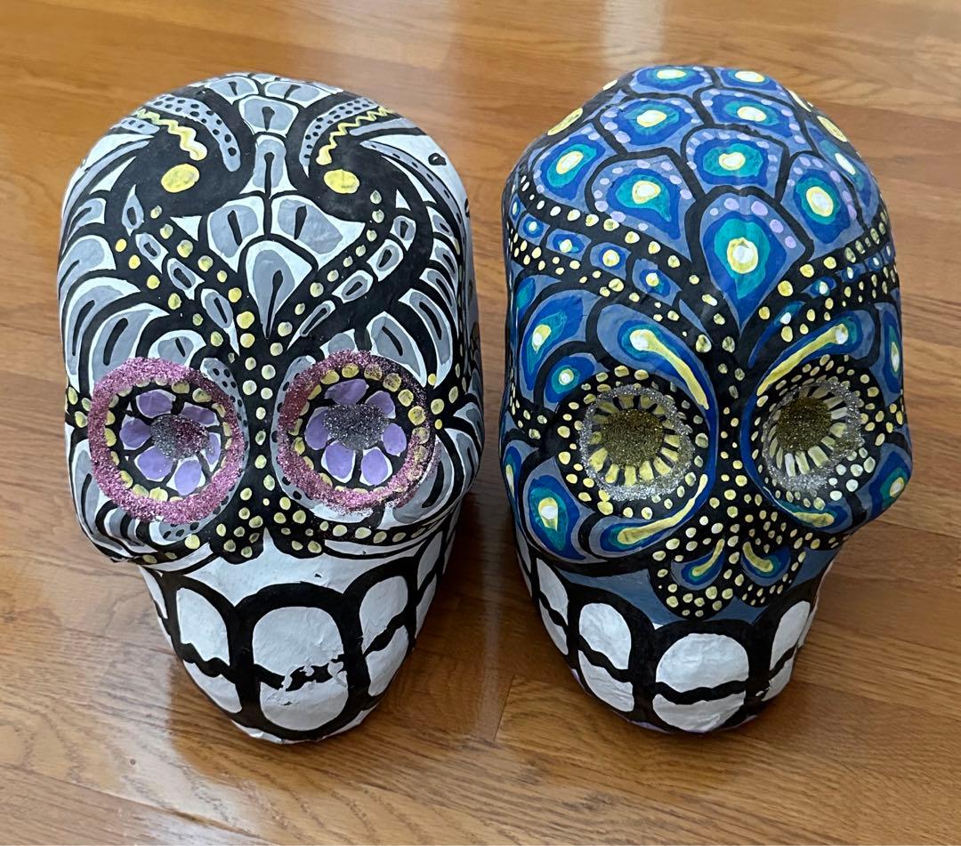 メキシカンスカルオブジェセット　ハンドメイドカラベラ　一点物