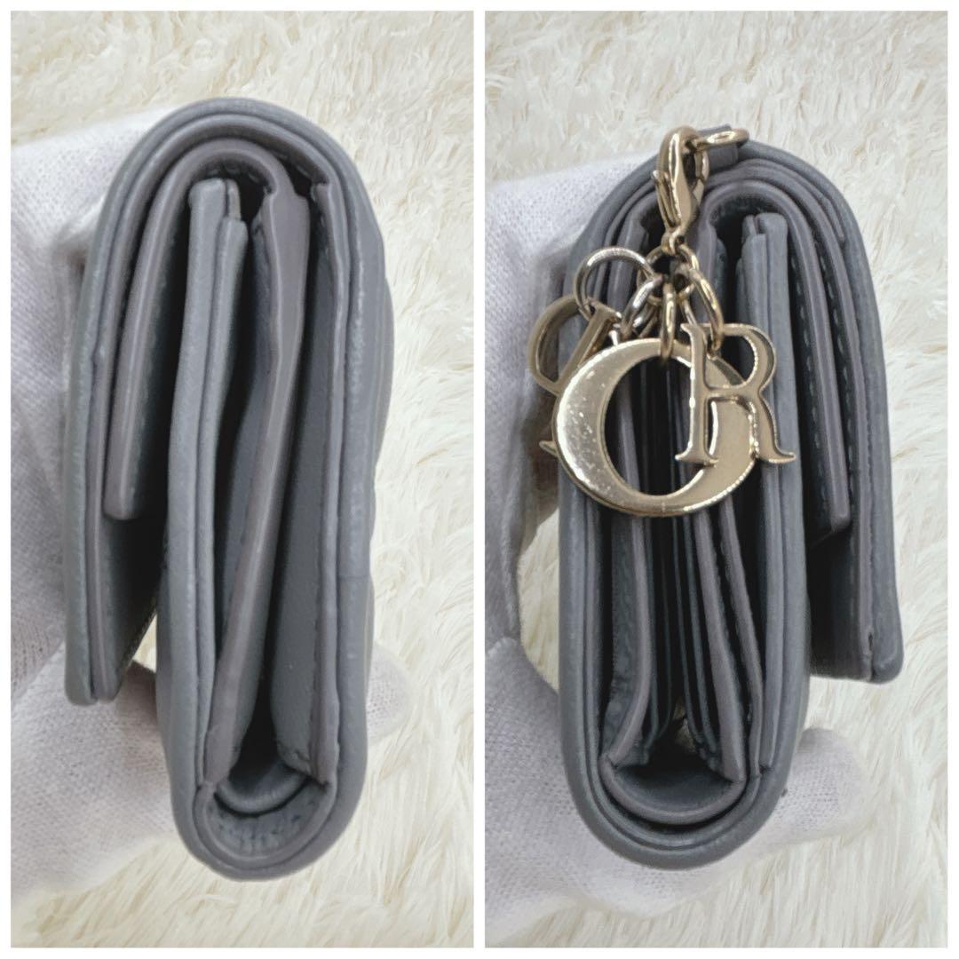 美品✨ディオール カナージュ ロータスウォレット　三つ折り財布 ブルーグレー
