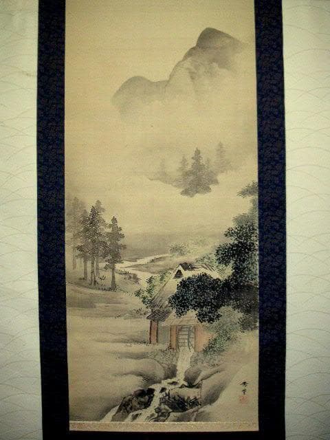 ♥掛軸　日本画　【 杏堂 】　山水画　掛け軸　骨董品