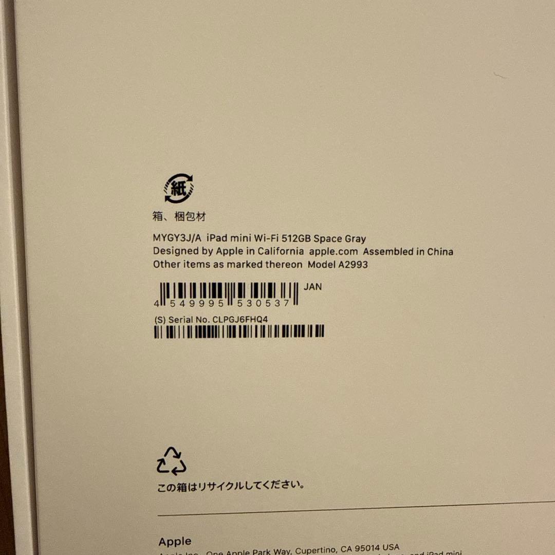 iPad本体 iPad mini (A17 Pro) Wi-Fi 512GB
