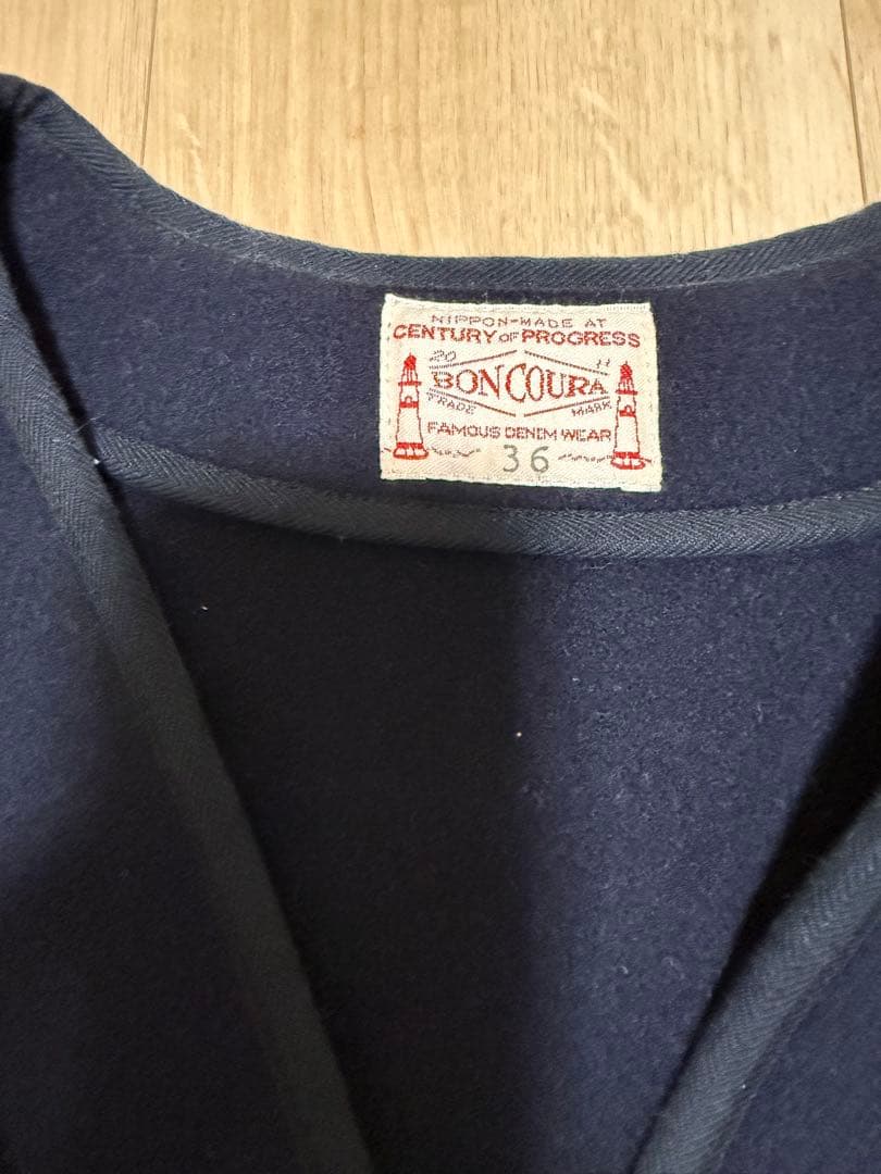 ス*チ様 BONCOURA メルトンパイピングベスト　ボンクラ ジレ　ネイビー