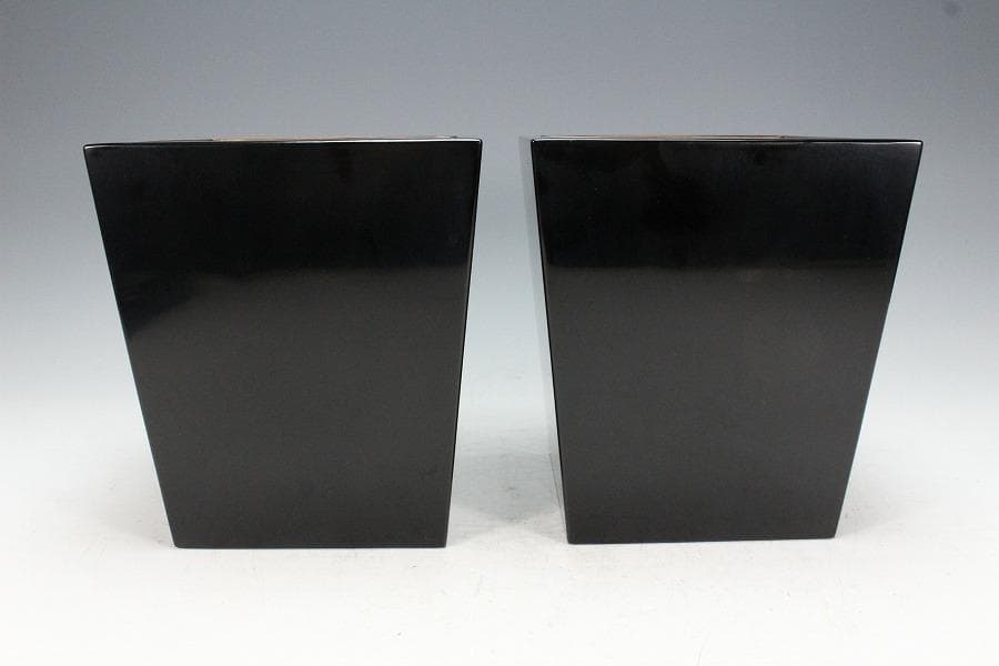 華道 漆塗り 釣瓶 花器 一対(K-A985)