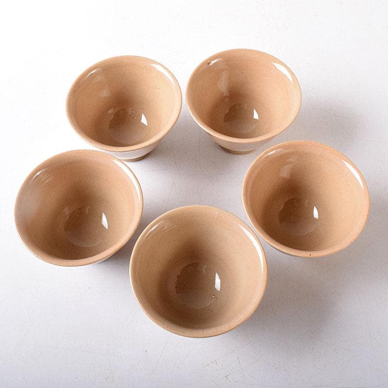 煎茶道具　虫明焼　煎茶器　5客　時代箱　V　8257