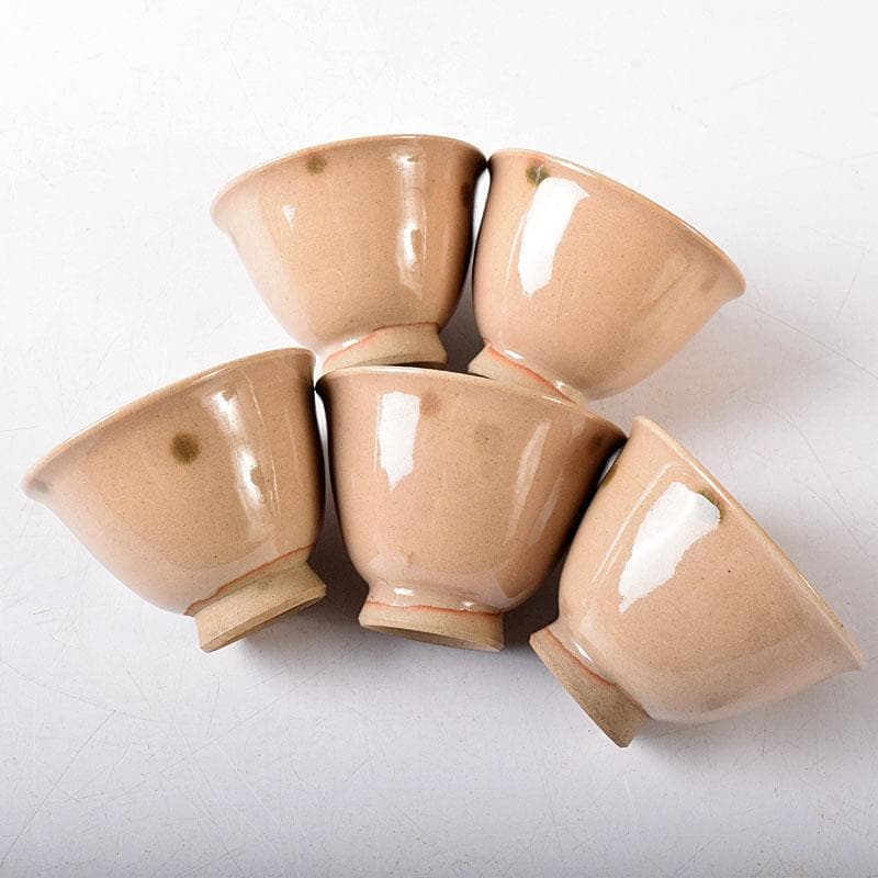 煎茶道具　虫明焼　煎茶器　5客　時代箱　V　8257