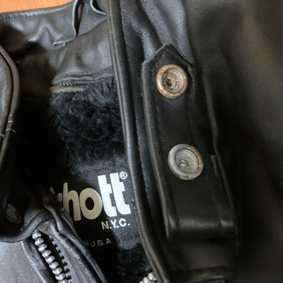 米国製42✨ SCHOTT シングル ライダース ボア ライナー ブラック641