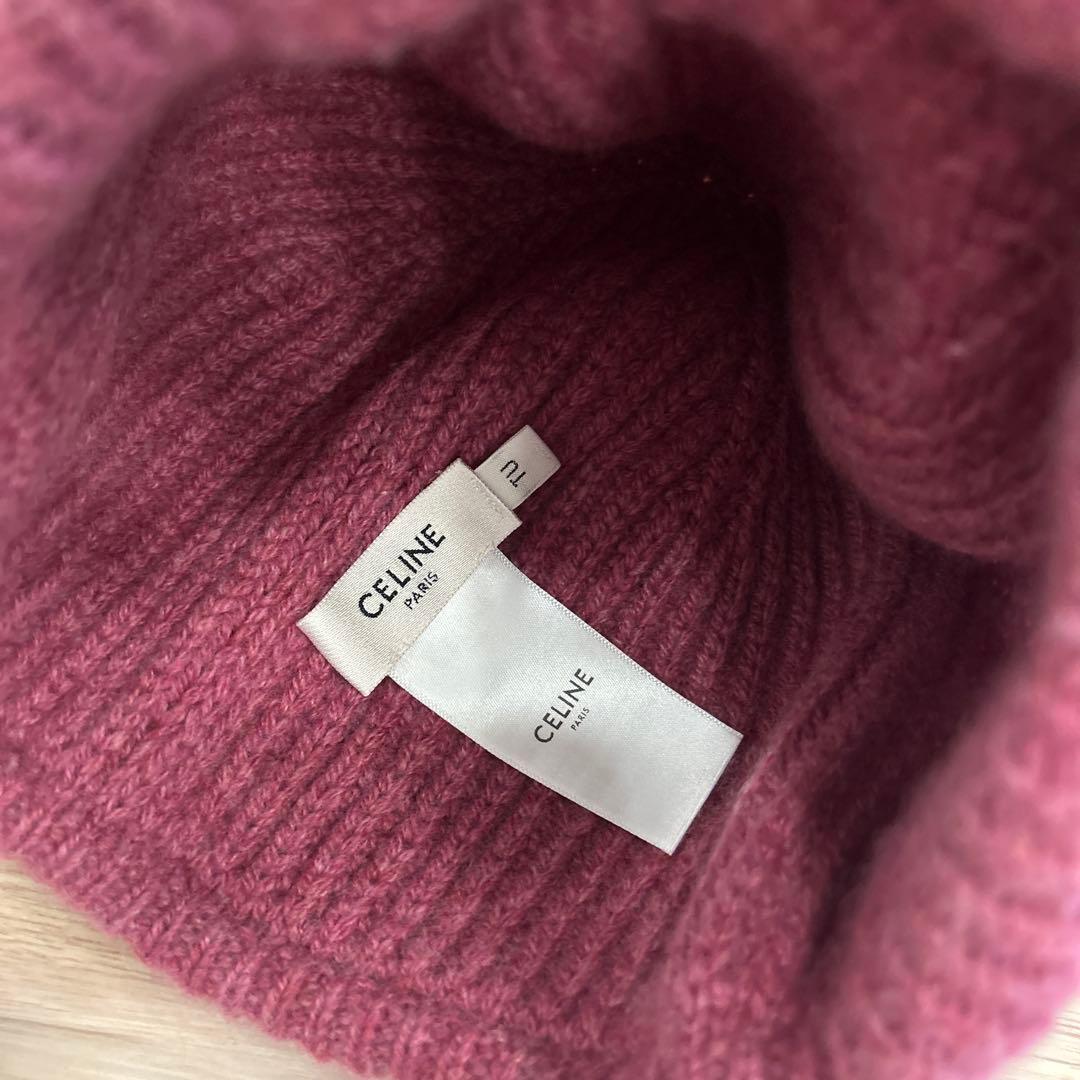 CELINE ピンク カシミアニット帽