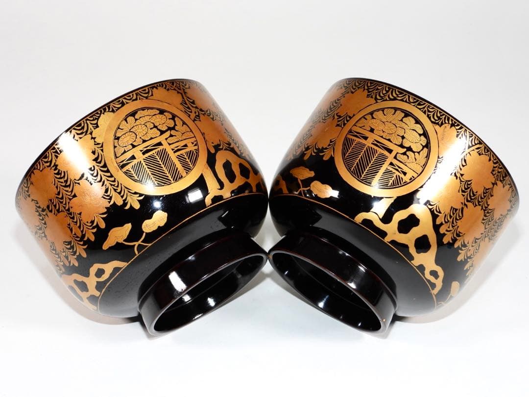 時代漆器 輪島塗 蝋色塗 糸櫻蒔絵 内金溜 盃洗 天然木 漆塗り 漆芸 時代箱