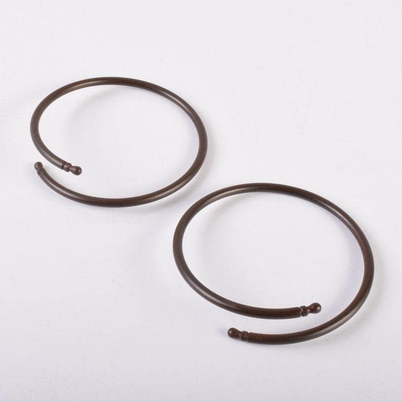 茶道具　御釜師　十三代宮崎寒雉造　釜環　丸環　一對　共箱　V　8470