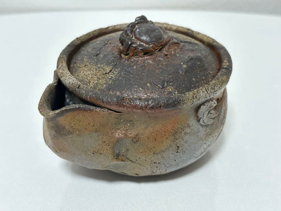 ⑯備前焼 宝瓶 登り窯 蟹 カニ かに 手びねり 急須