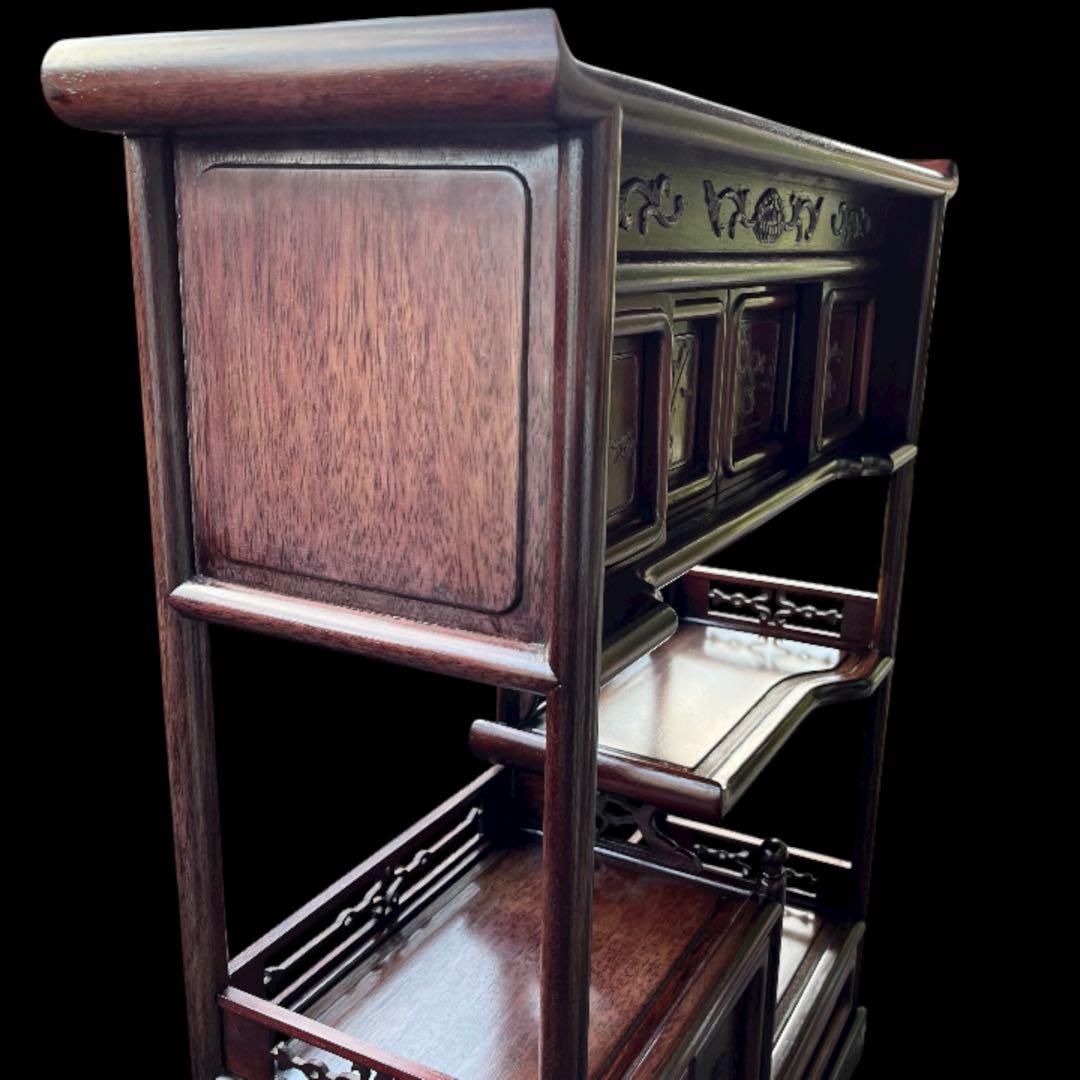 茶箪笥、飾り棚、茶棚、紫檀黒檀、アンティーク、レトロ、和風サイドボード、和食器棚