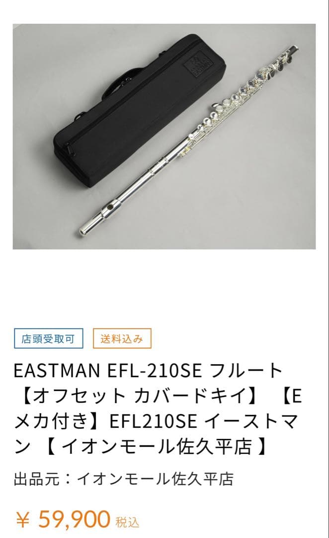 【定価¥59,900】フルートセット(送料込み)島村楽器