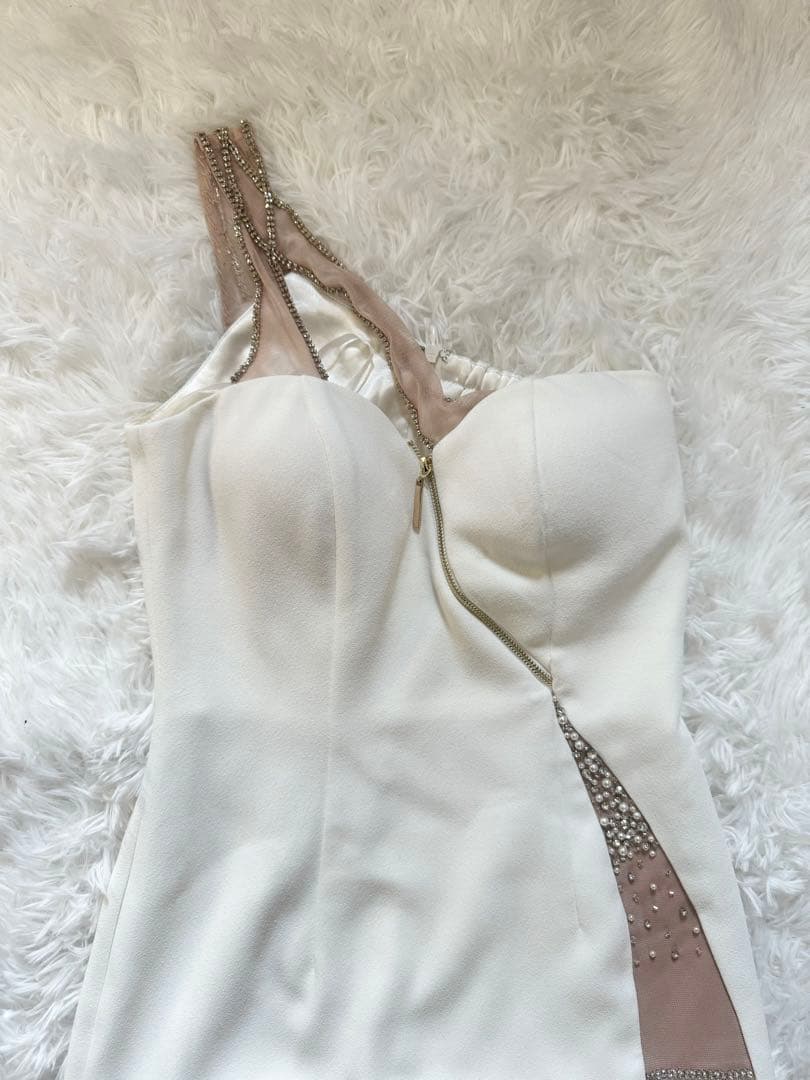 ROBE de FLEURS Glossy スリット　白　M ロングドレス