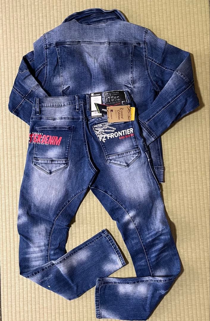 アイズフロンティア７３５０ＳデニムＧ４Ｌ寸カーゴパンツ96cm上下組インディゴ