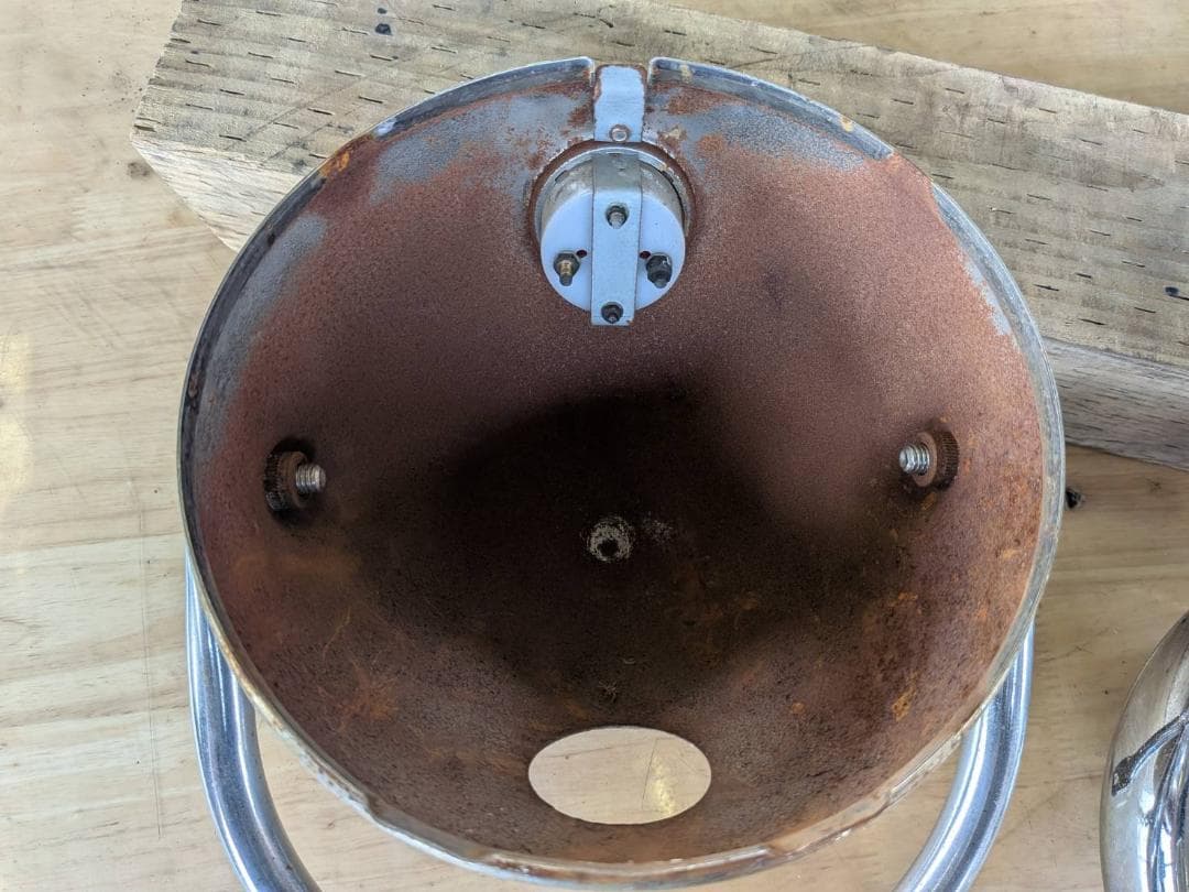 SR400　社外ルーカスヘッドライト、ステー、ハンドルストッパーセット