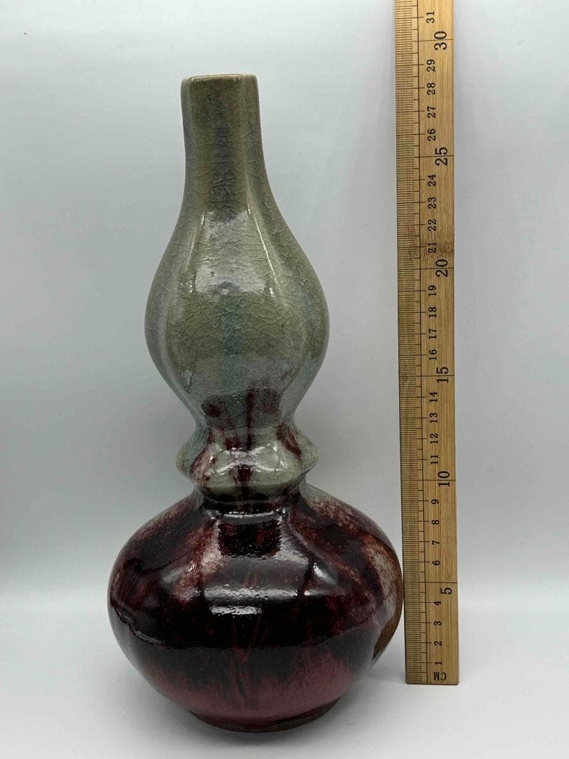 清時代　鈞窯　窯変釉　瓢箪瓶　唐物　古賞物　中国古美術　骨董品(B-96)