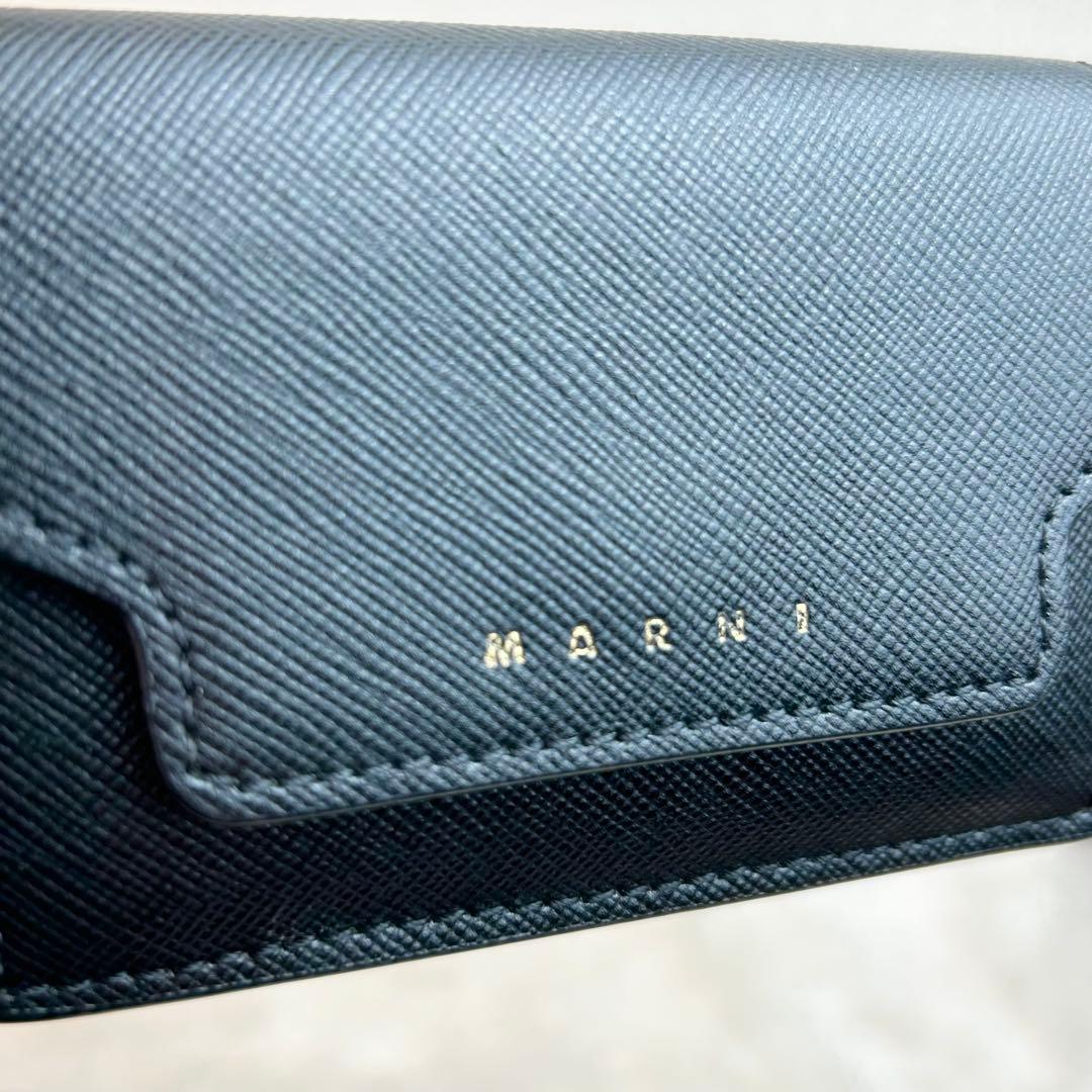 MARNI マルニ 三つ折り財布 サフィアーノレザー 箱袋付 ブラック