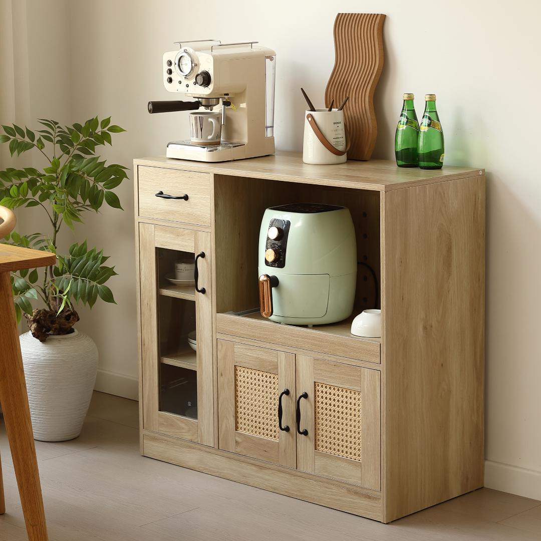 キッチンカウンター 食器棚 キッチンキャビネット レンジ台 　NATURAL