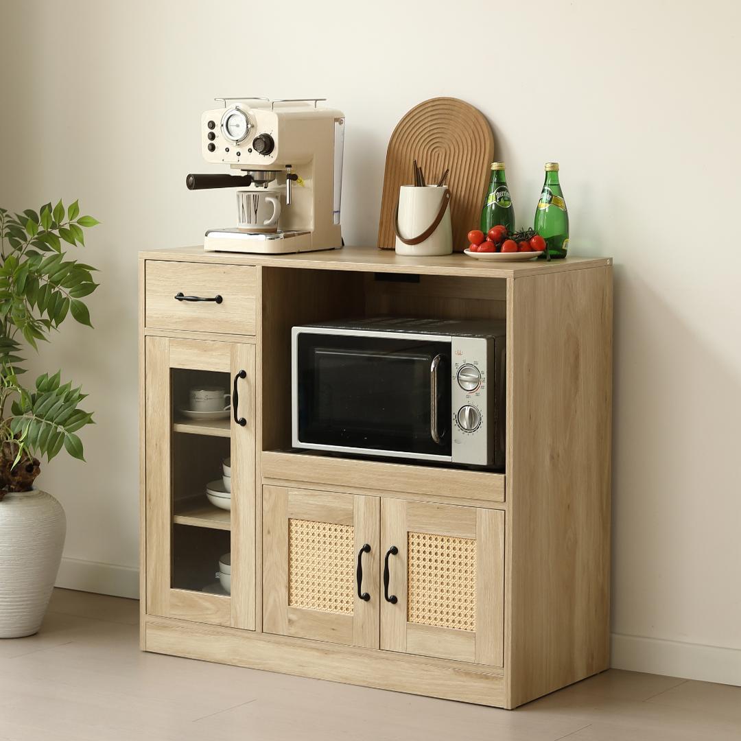 キッチンカウンター 食器棚 キッチンキャビネット レンジ台 　NATURAL