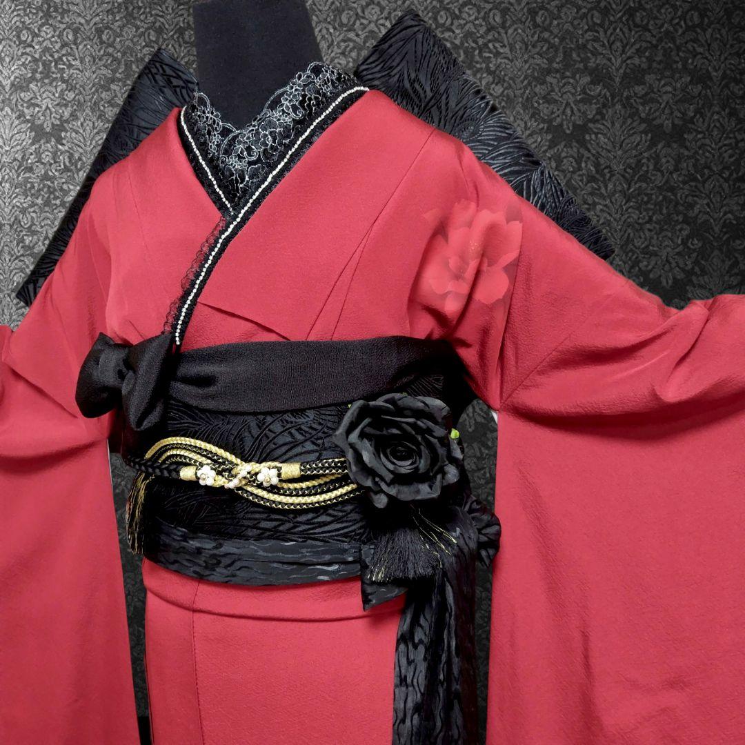 SALE中☆振袖フルセット(9点)・成人式・大輪牡丹・金彩加工・モダン・正絹