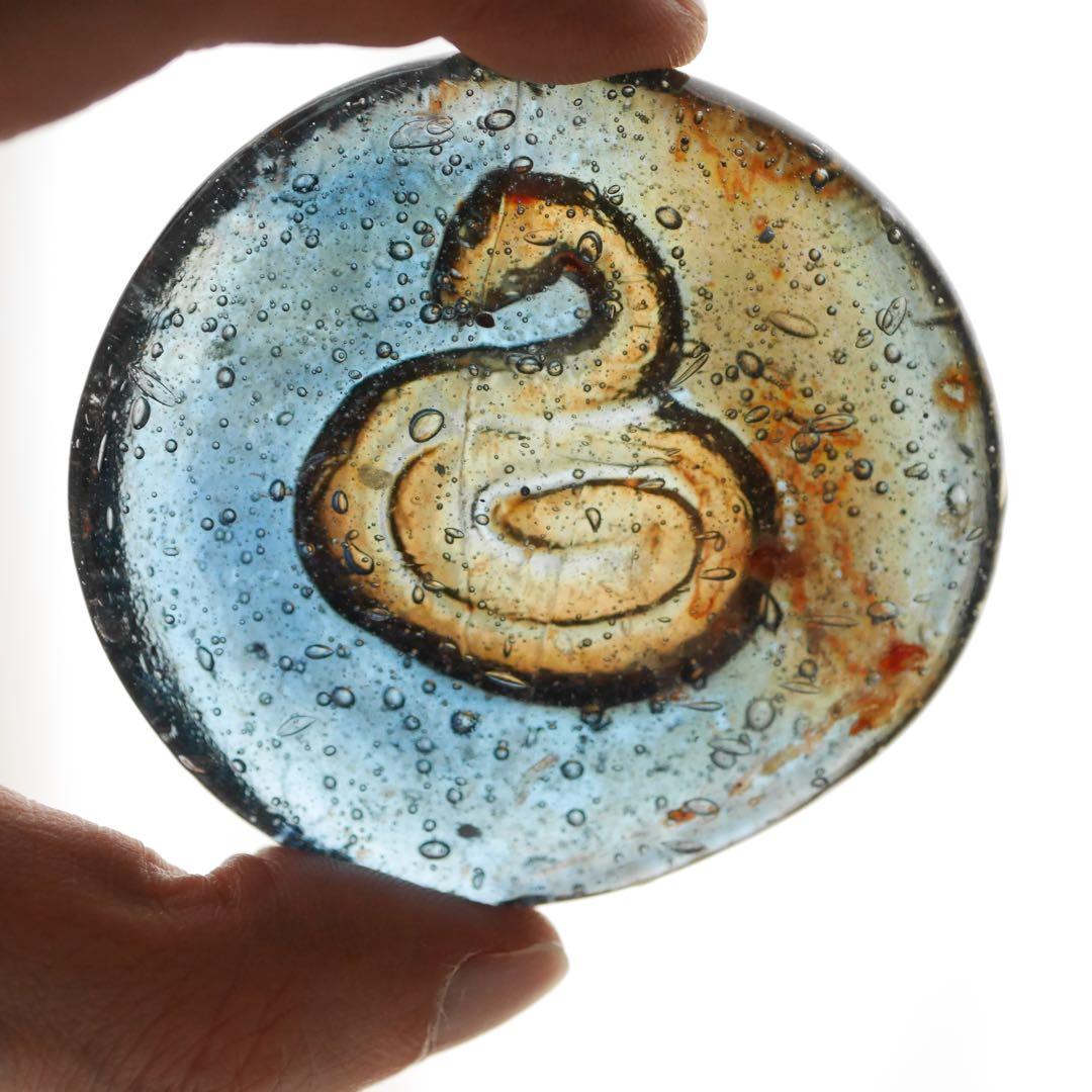 石けり 蛇 2枚セット ラスター 気泡 大正 昭和 レトロ 石蹴り /SN