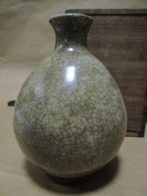 李朝　堅手の徳利　古箱付き　S15-3