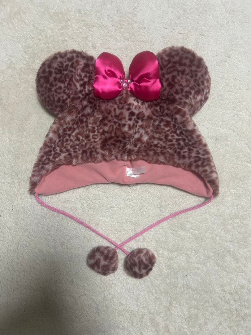 ディズニー　ミニーヒョウ柄ファンキャップ
