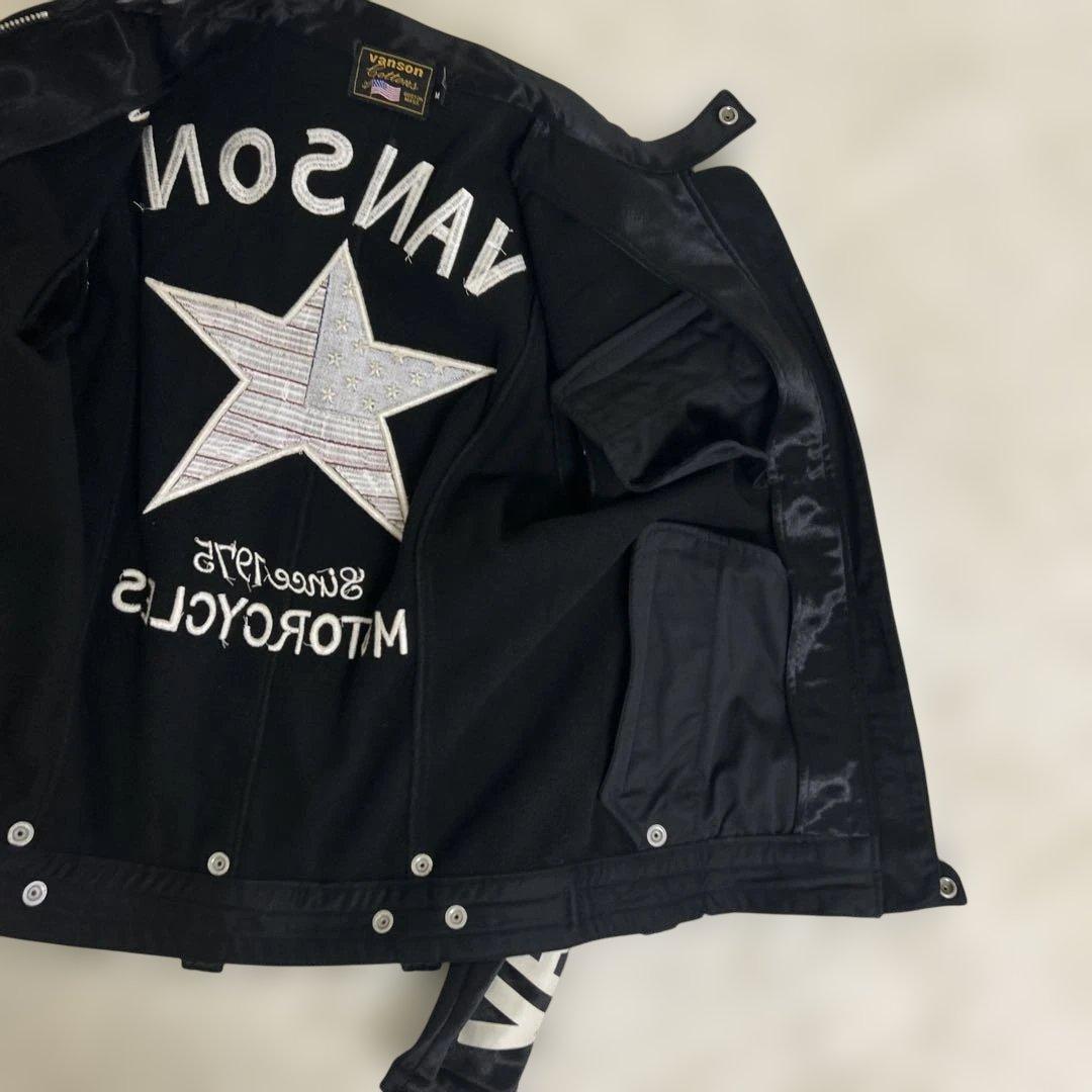 極美品 バンソン モーターサイクルジャケット ワッペン アメリカ国旗 星