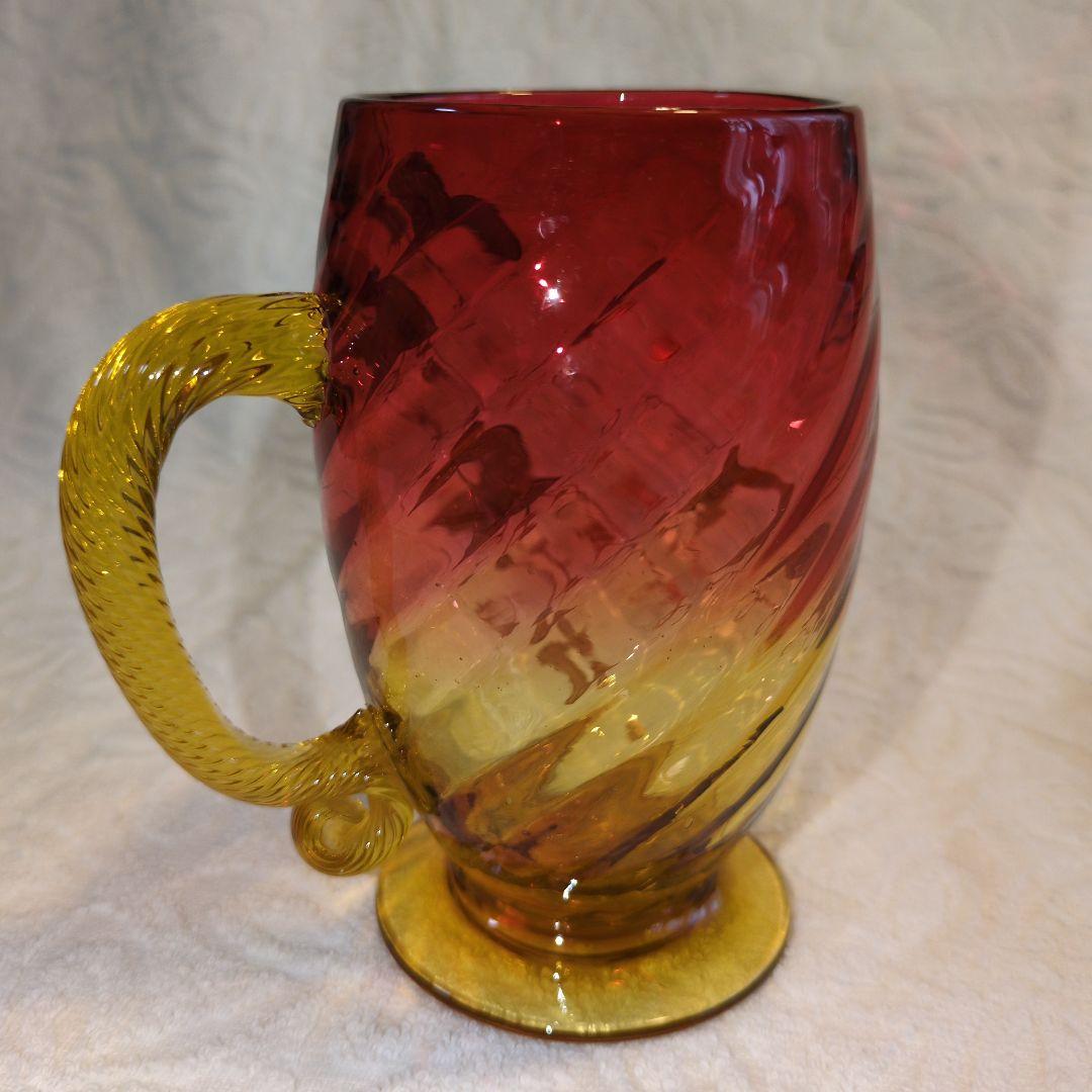 再お値下げしました❢オールドバカラ、赤と金のつる花柄グラス 超希少のお品物です。