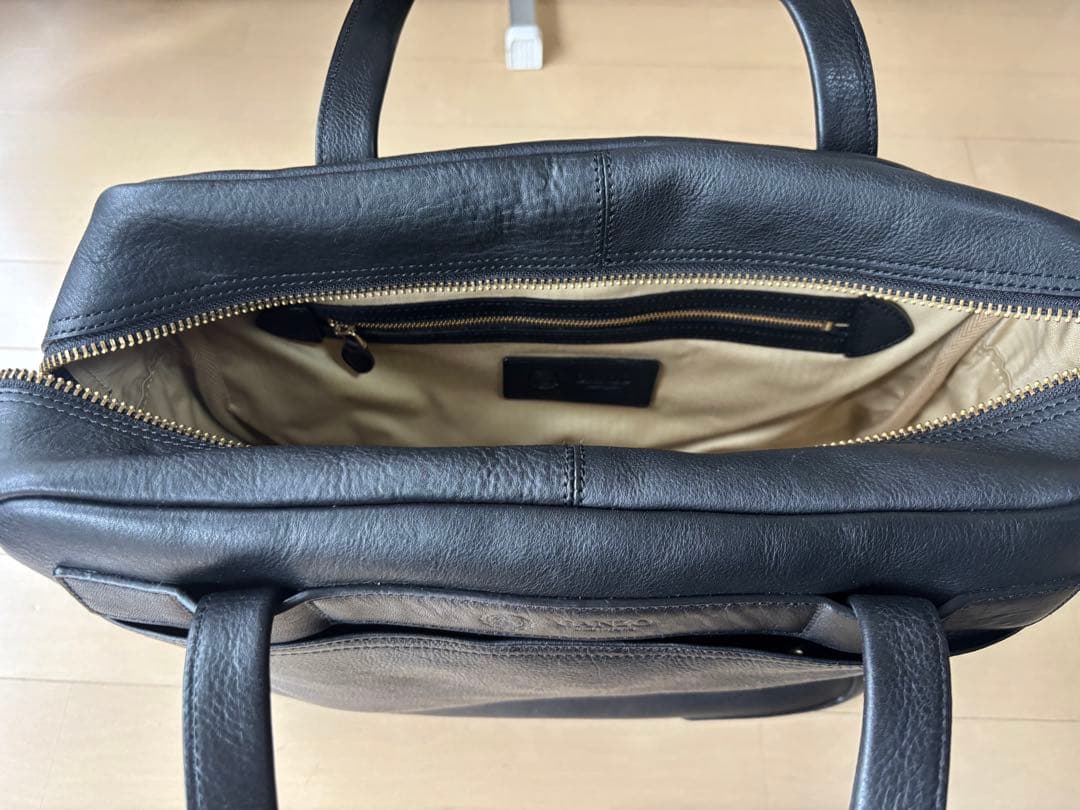 GANZO 7QS-H スクエアボストン ブラック レザー バッグ【廃盤希少品】