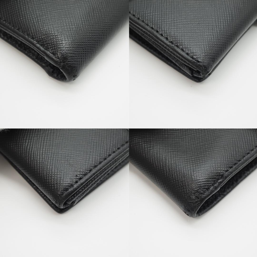 PRADA プラダ 二つ折り財布 サフィアーノ 三角ロゴ ブラック 黒