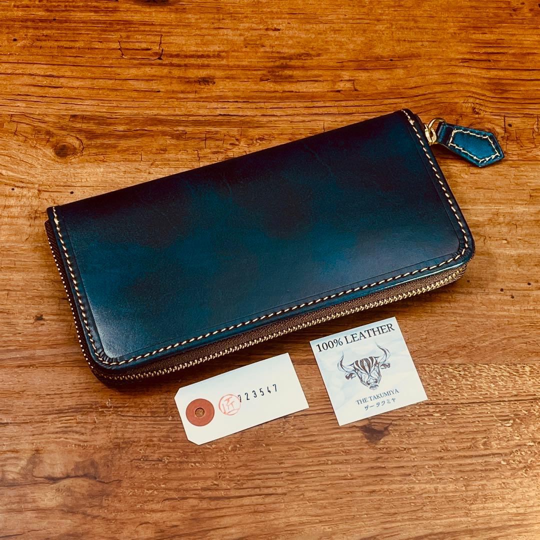 サドルレザー ラウンドファスナー メンズ財布 長財布 本革 ハンドメイド YKK