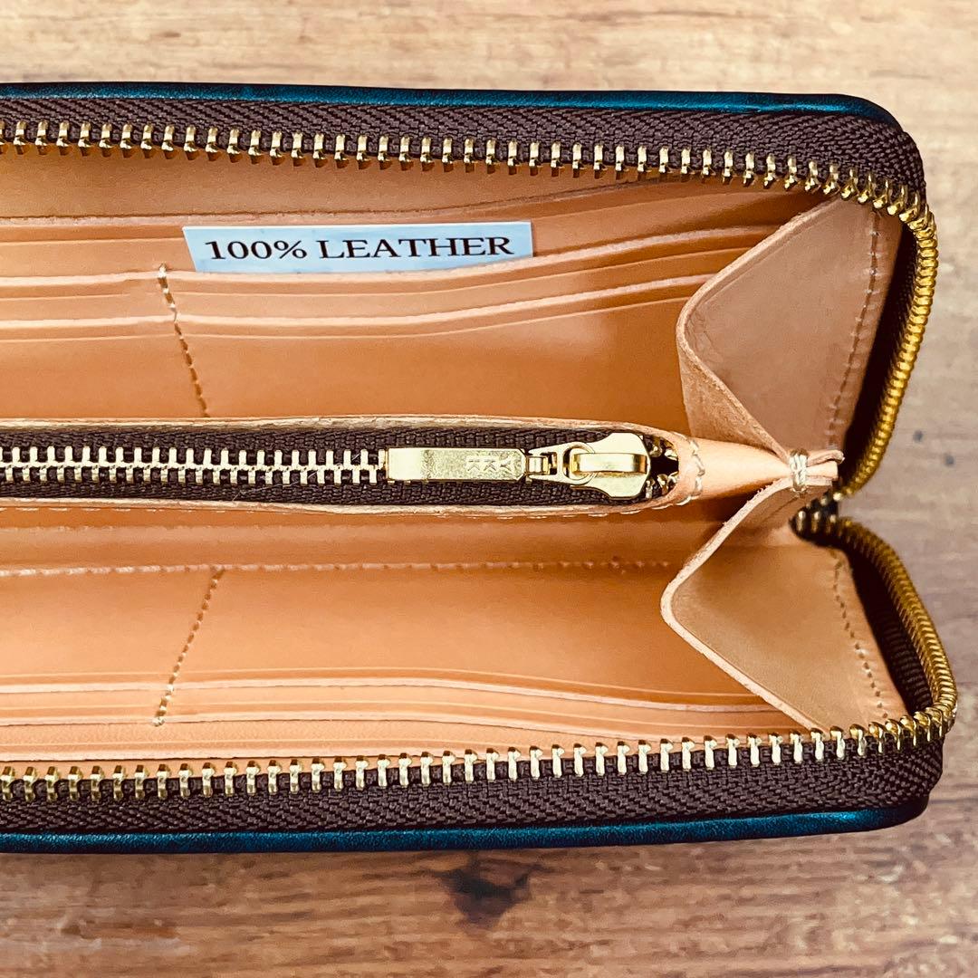 サドルレザー ラウンドファスナー メンズ財布 長財布 本革 ハンドメイド YKK