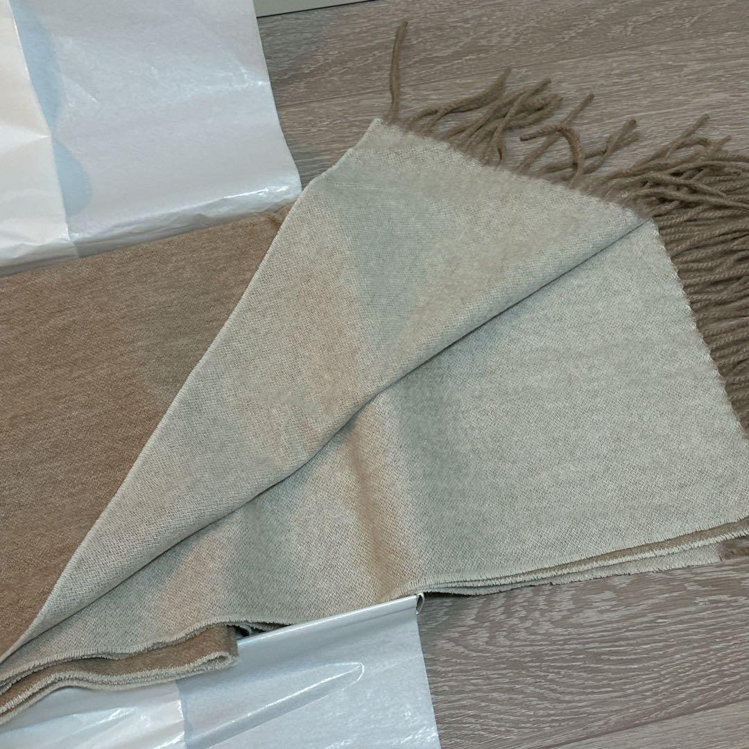 Begg & Co 100%カシミヤ リバーシブルマフラー ストーンホワイト