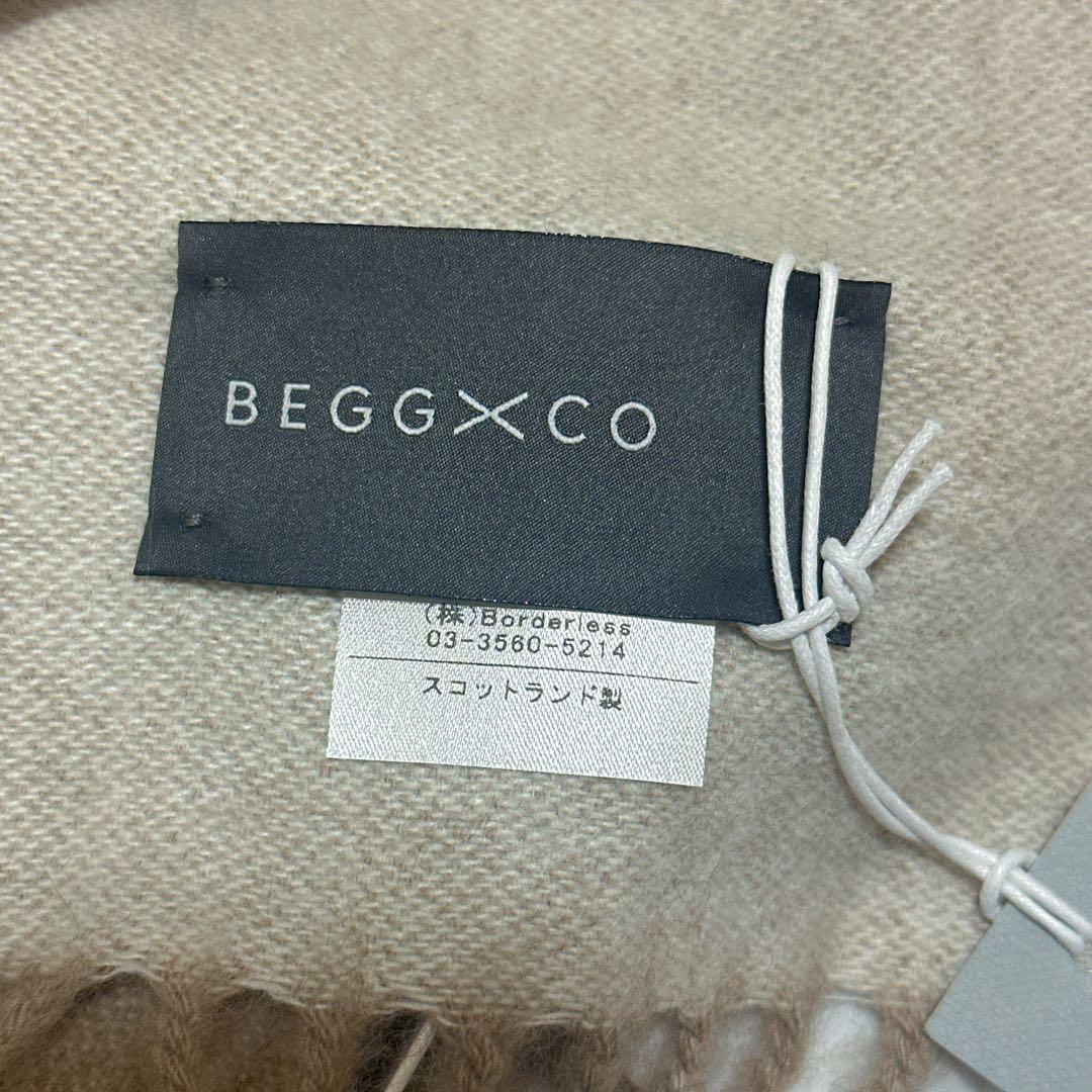 Begg & Co 100%カシミヤ リバーシブルマフラー ストーンホワイト