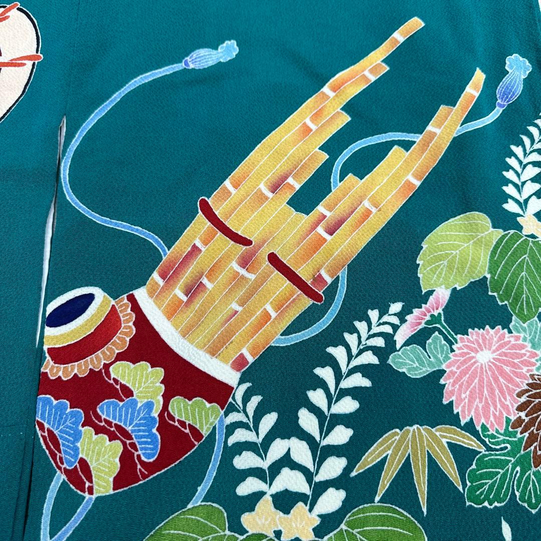 逸品 手描き友禅 和楽器 桐 振袖 作家物