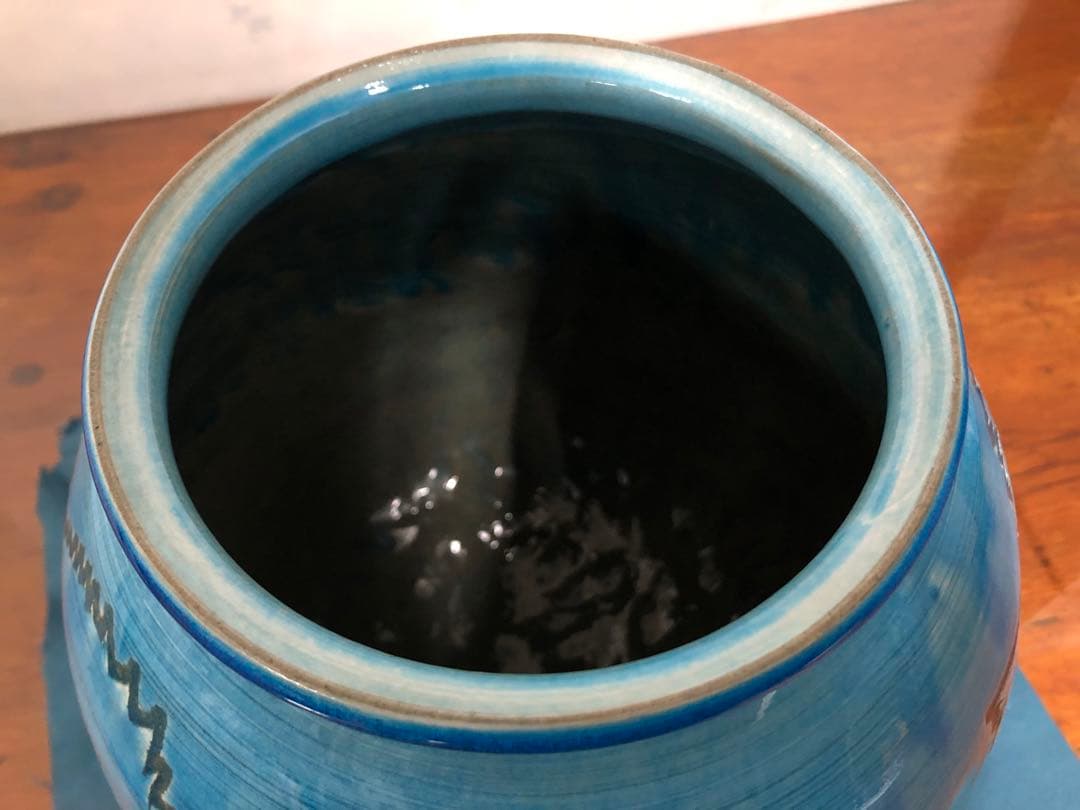 十三代 中里太郎右衛門 叩き唐津 翡翠彫三島魚文 壺 花入 花器 飾り壺 保証品