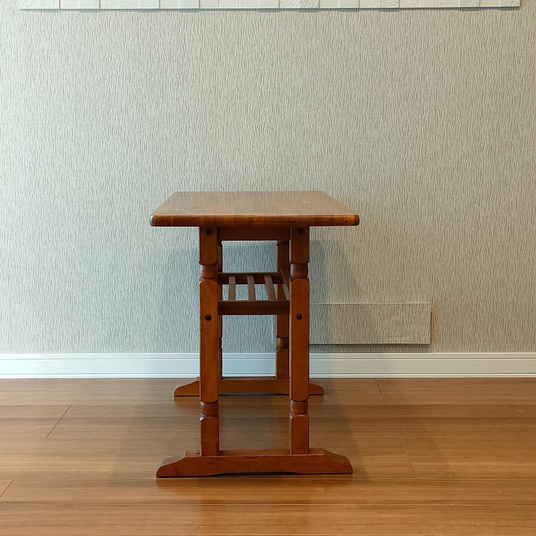 ヴィンテージ　サイドテーブル　天然木　ワークデスク　棚付き