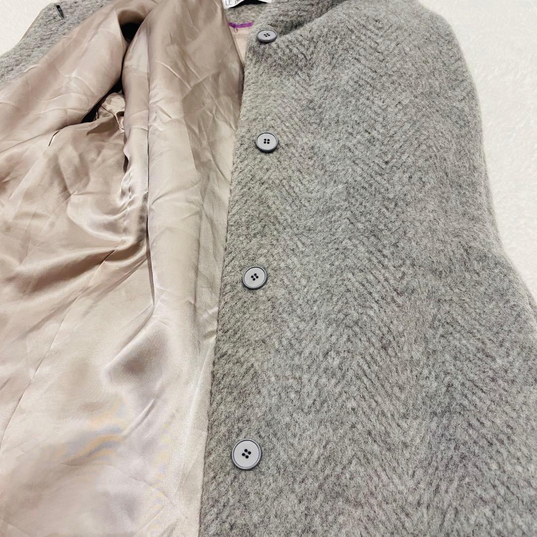 【定価16万】ルブーケ LE bouquet ロングコート ヘリンボーン グレー