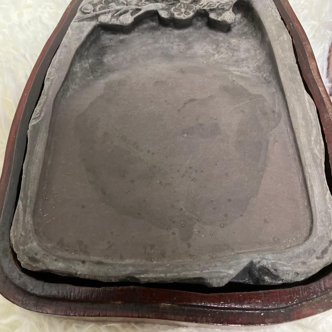 中国硯 唐硯 注册 端渓 商標 梅彫り すずり 書道具　貴重品