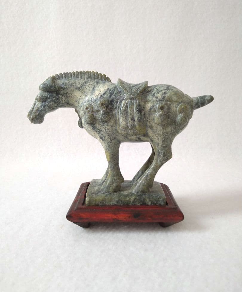 馬 石彫刻 中国 天然石 オブジェ アンティーク