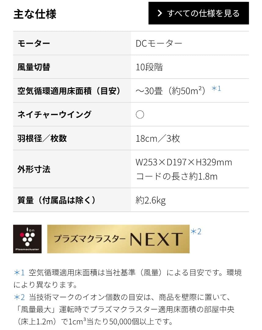 PK-S1801 プラズマクラスターNEXTサーキュレーター最新モデル