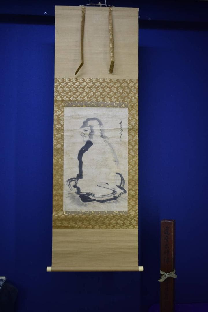 真作/佐野龍雲/達磨大師像図/達磨/布袋屋掛軸HJ-148