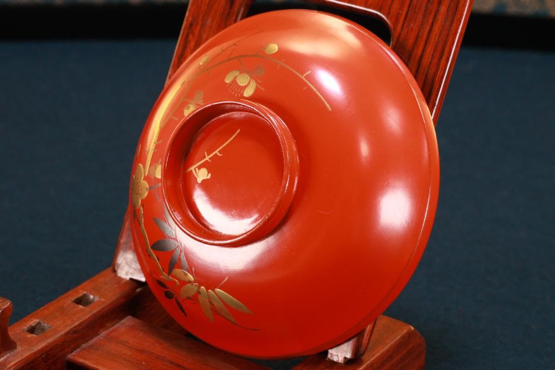 時代漆器　輪島塗　松竹梅蒔絵 　吸物椀　五客　塗椀　汁椀　木製　BJ073