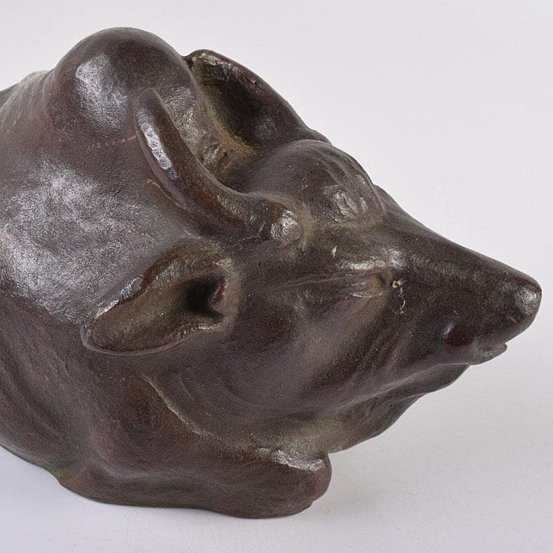 古銅　ブロンズ　牛　置物　在銘　C　R8960