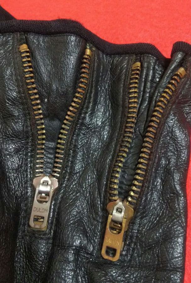 ◆89 レア 当時物 90s ヴィンテージ ダブル ジップ レザー グローブ 黒